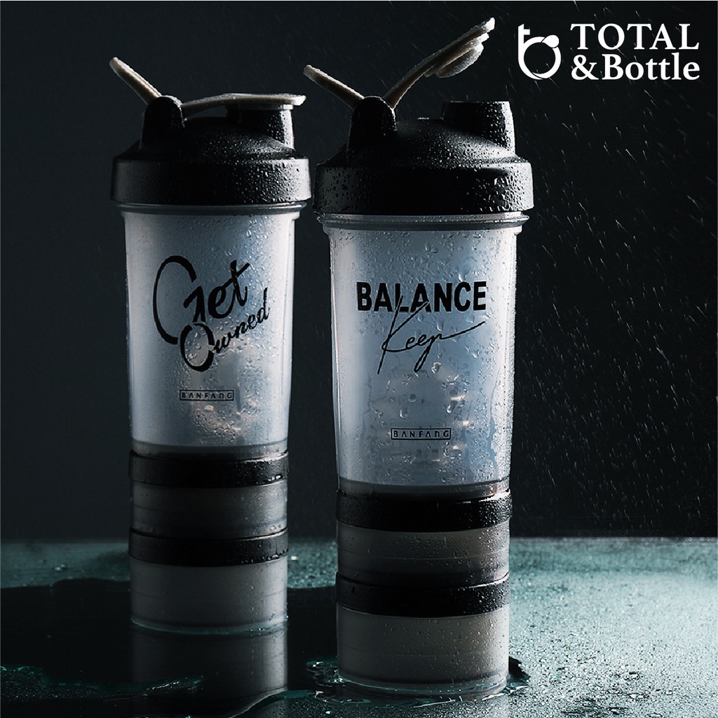Bình nước thể thao cao cấp, bình shaker có quả lắc lò xo dành cho người tập gym - Total Bottle