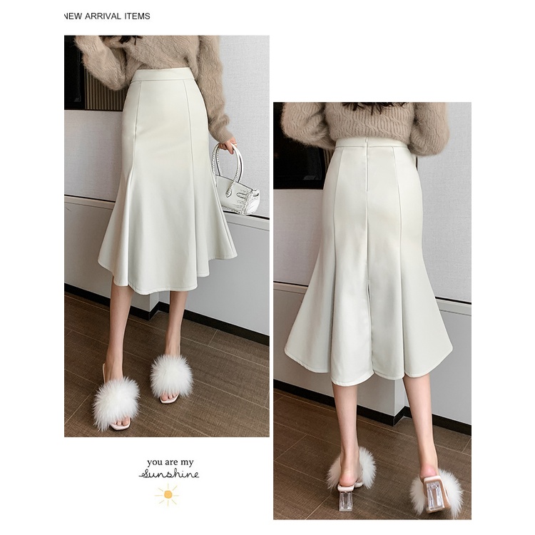 Chân Váy Da PU Dáng Đuôi Cá Phong Cách Hàn Quốc Thời Trang Thu Đông 2023