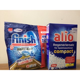 Combo viên rửa bát Finish 150 viên + muối rửa bát Alio 2kg