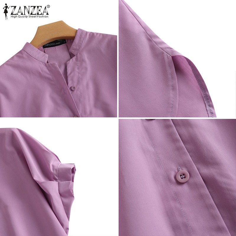 Zanzea Áo Cánh Dơi Dáng Rộng Cổ Đứng Phối Nút Thời Trang Cho Nữ