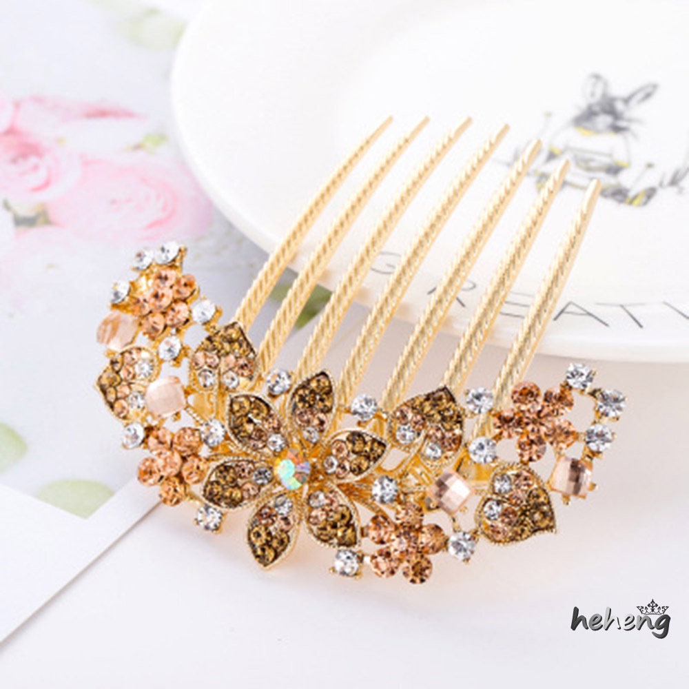 Lược Cài Tóc Hình Hoa Đính Đá Pha Lê 9.20 * 8.90 * 1.00cm