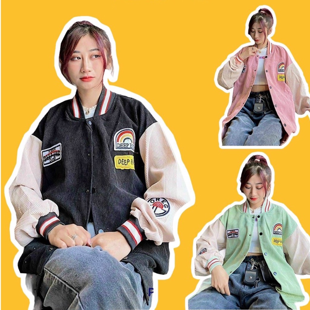 Áo khoác nhung nữ, Áo bomber nhung tăm nữ chất nhung tăm In Hình Cầu Vồng Mầu Sắc Trẻ Trung | BigBuy360 - bigbuy360.vn