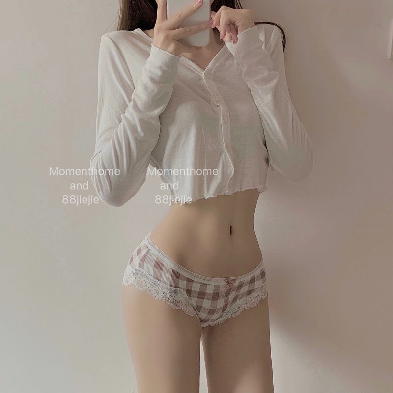 Quần lót cotton phối viền ren quyến rũ cho nữ