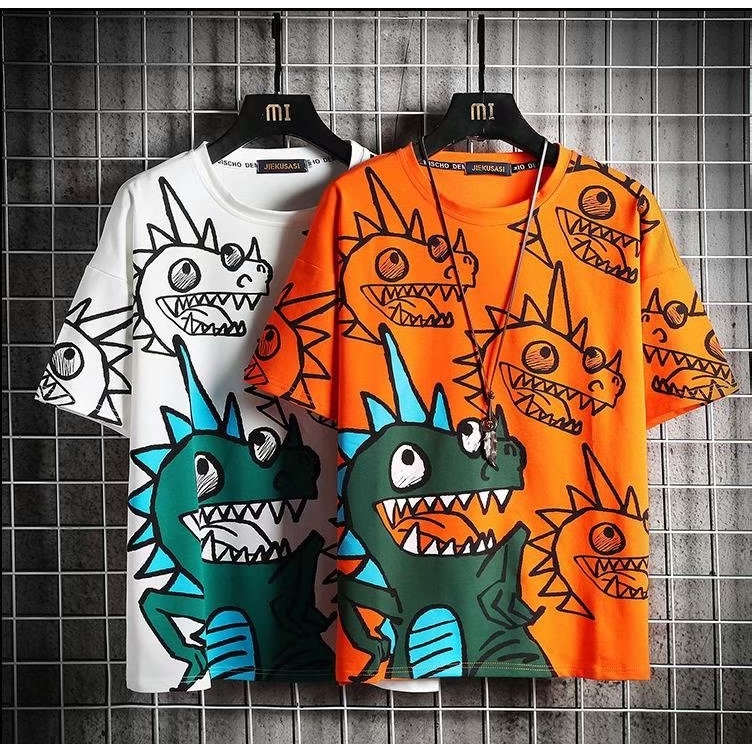 Áo Thun Nam Tay Ngắn In Hình Khủng Long Cá Tính