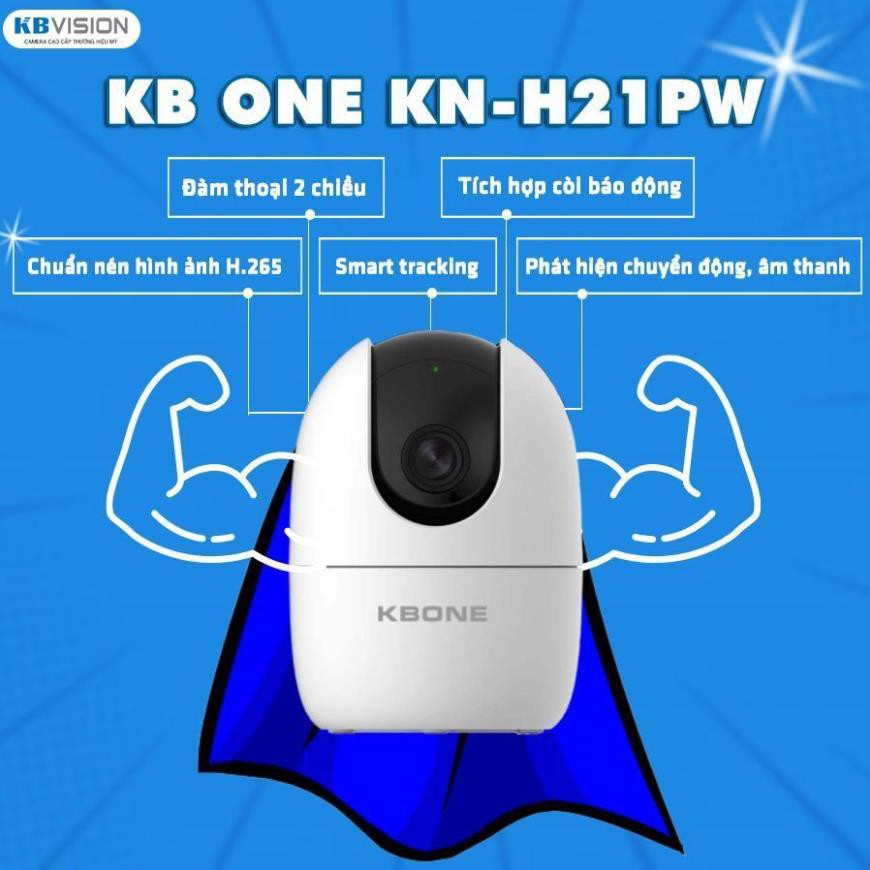 (TẶNG KÈM THẺ NHỚ 32GB+BẢO HÀNH 24 THÁNG)-Camera Kbone H21PW 1080P- Xoay 360 độ- chuẩn H.265 Chính hãng KBvision