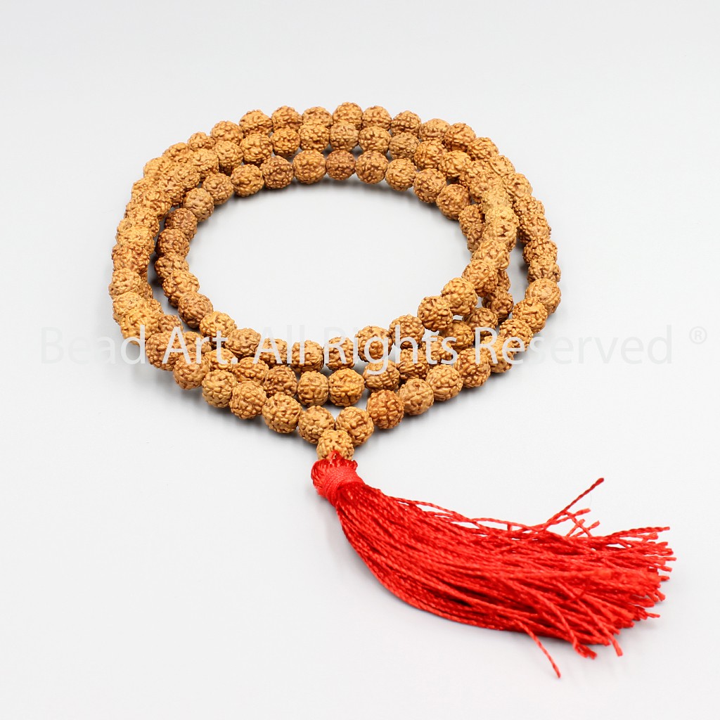 Chuỗi 108 Hạt Bồ Đề Kim Cang (Rudraksha) Tự Nhiên Từ Tây Tạng 6MM, Mộc, Hoả, Vòng Tay Phong Thuỷ, Chuỗi Hạt S32