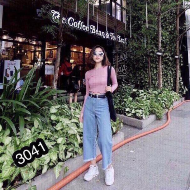 Quần bò ống rộng chất vải đẹp phong cách Hàn Quốc F01