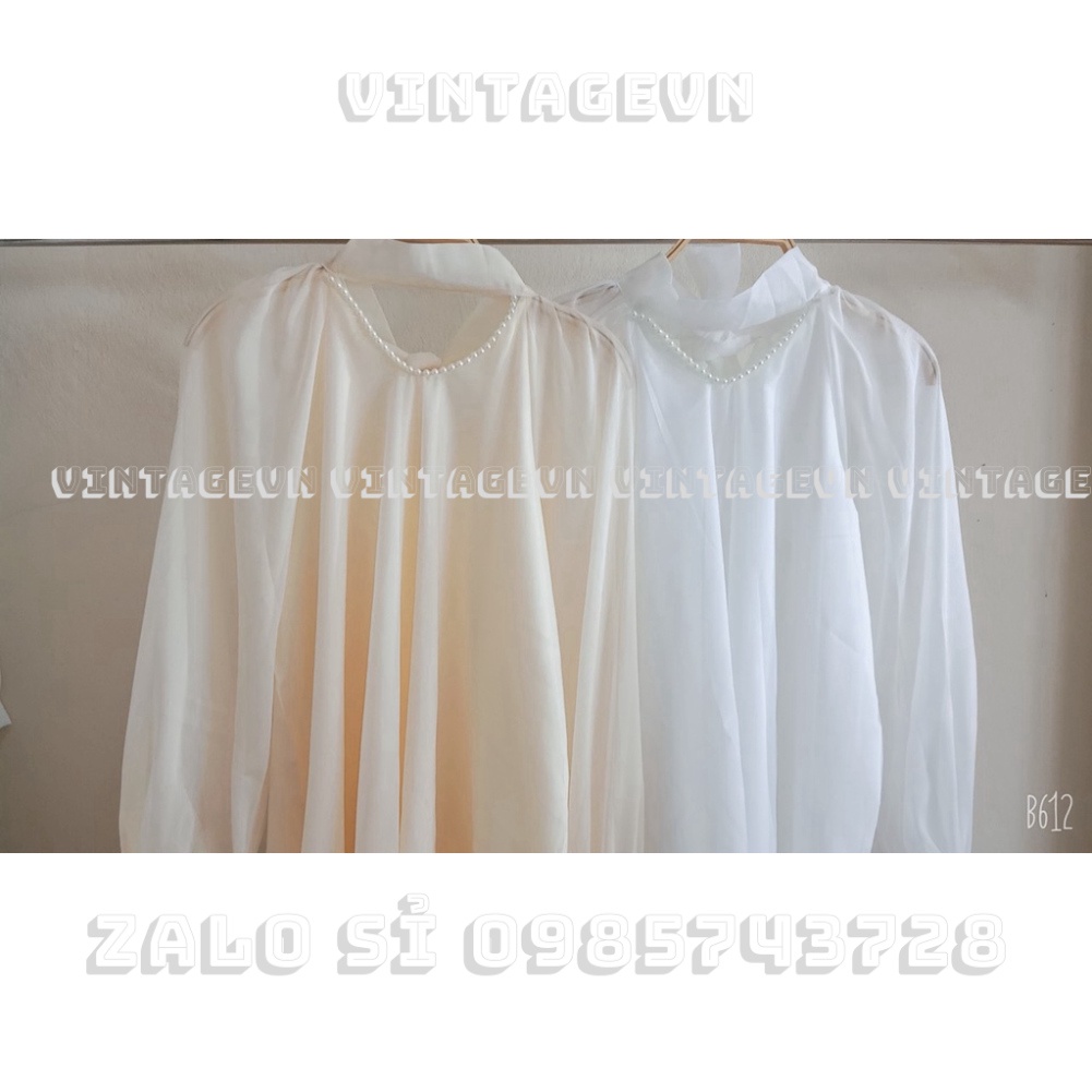 Áo babydoll tay bồng tiểu thư dấu quần kaca vintagevn