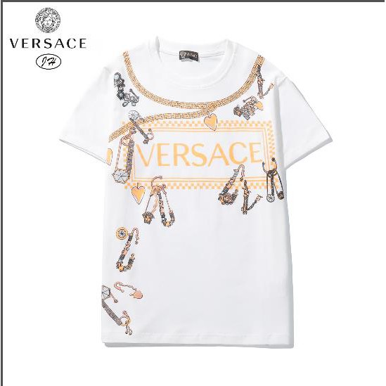 Áo thun cotton ngắn tay in chữ Versace thời trang dành cho nam nữ