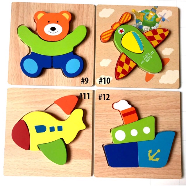 Tranh Ghép Gỗ 3D Động Vật Hoa Quả Phương Tiện Giao Thông Woodentoys