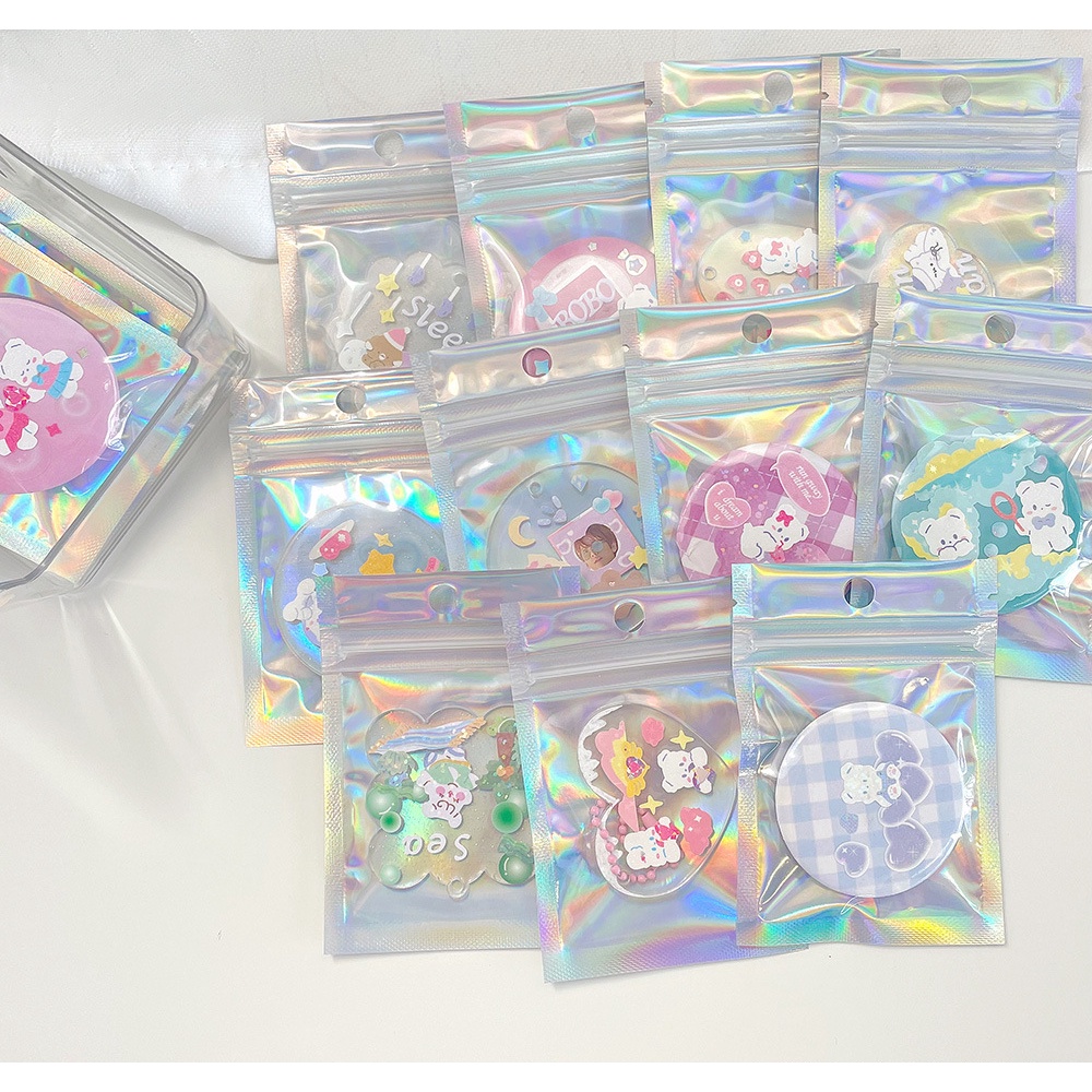 Peach Laser storage bag Self-sealing sealed bag Jewelry necklace ring items storage