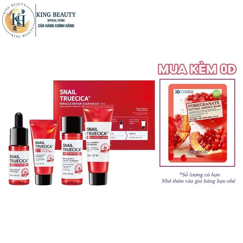 Bộ Kit 4 Món Phục Hồi Cải Thiện Vết Thâm, Sẹo Chiết Xuất Ốc Sên Some By Mi Snail Truecica Miracle Repair Starter Kit