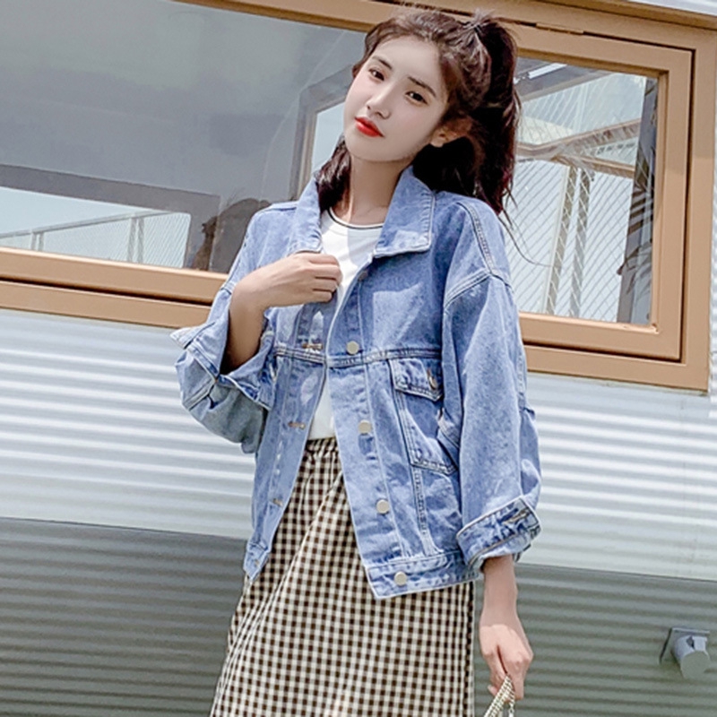 ENCOUNTER Woman Korean Denim Jacket Student Coats