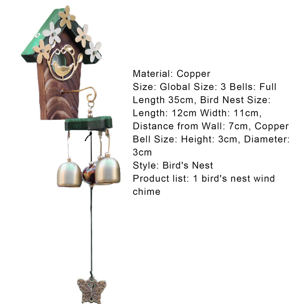 Chuông gió bằng đồng trang trí 3 quả chuông phong cách cổ điển độc đáo trang trí nội thất