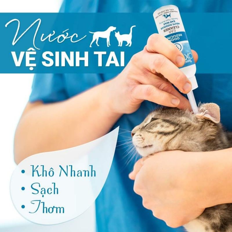 NƯỚC VỆ SINH TAI CHO CHÓ MÈO (TROPICLEAN, MỸ)
