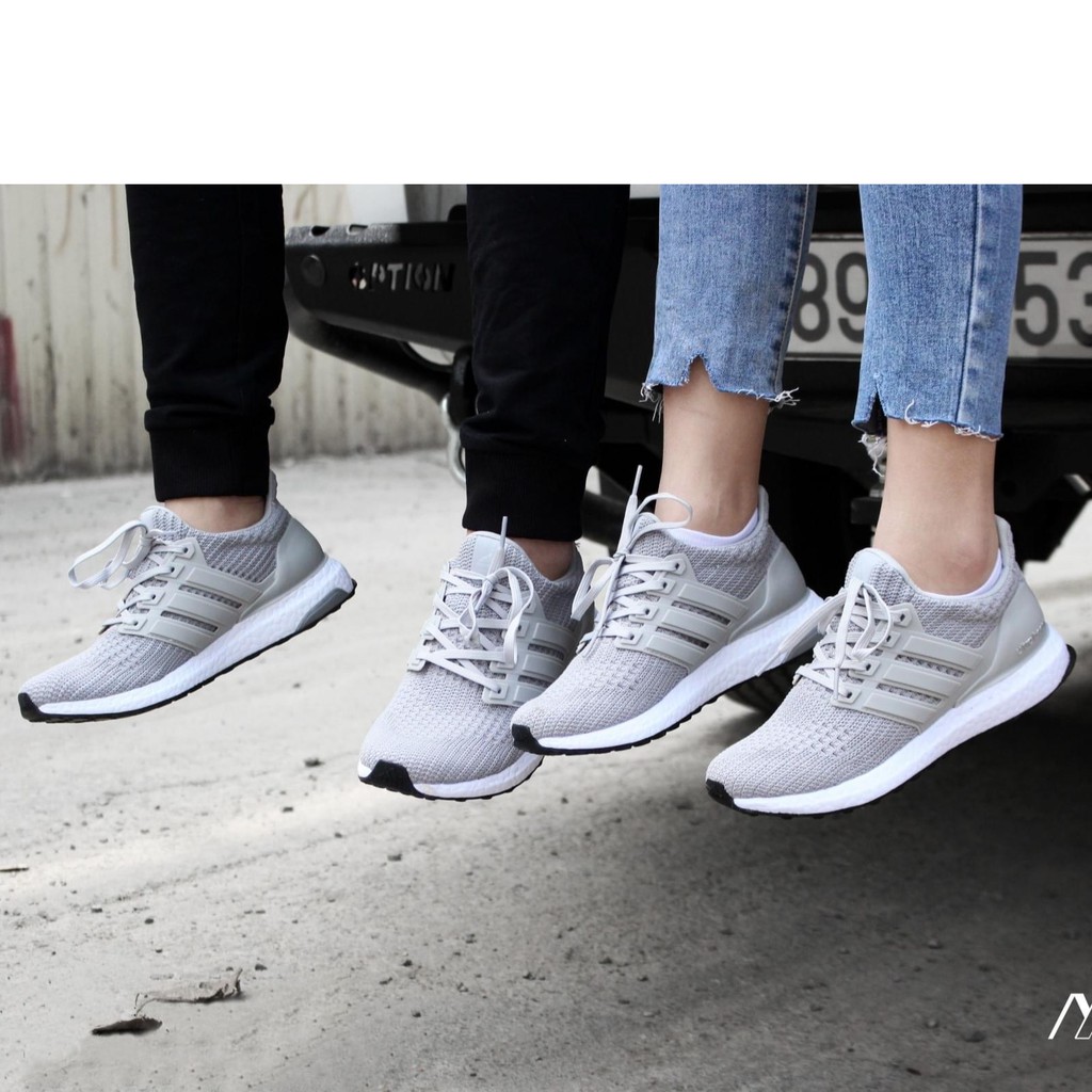 giay sneaker nam nữ FREESHIP - Giay thể thao nam nữ Ultra Boost 4.0 Xám Full Box (Kèm Hộp)