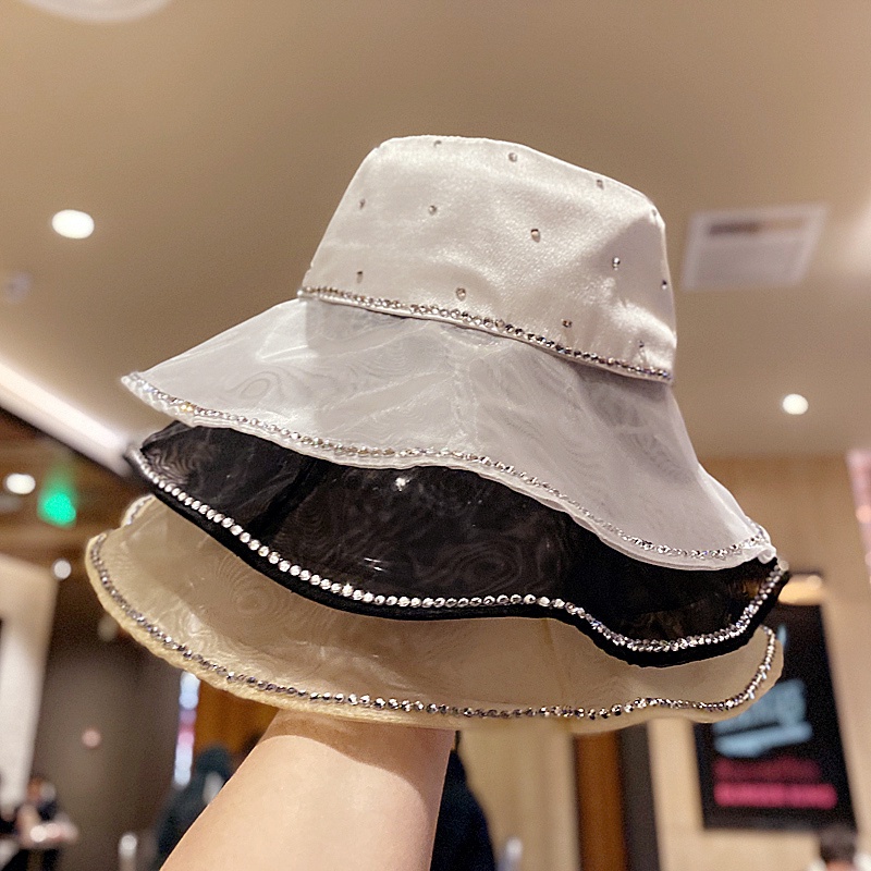 Nón Tai Bèo Vải Satin Đính Đá Thời Trang Sang Trọng Cho Nữ