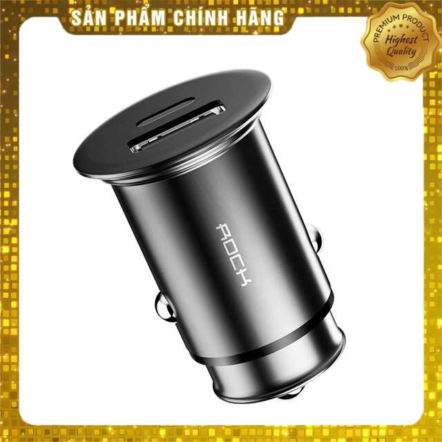 Tẩu củ sạc nhanh 30W đa năng cổng Type-C PD và USB hiệu Rock Metal Mini cho xe hơi / xe ô tô - Hàng chính hãng