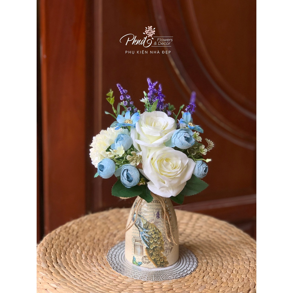 [Mã BMBAU50 giảm 7% đơn 99K] Bình hoa giả trang trí phòng khách đẹp PKND FLOWERS &amp; DECOR