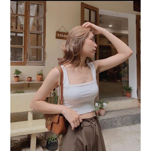 Áo 2 dây croptop FM Style thun nữ 2 dây bản to kiểu ôm vải co giãn thoáng mát quyến rũ dễ phối đồ 204290010