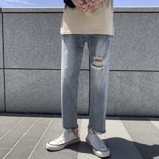 Quần Jeans Dài Rách Gối Thời Trang Dành Cho Nam