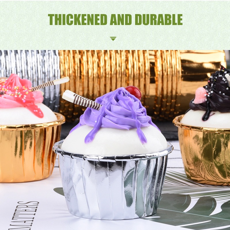 Set 50 Cốc Lá Nhôm Làm Bánh Cupcake / Muffin Trang Trí Tiệc Cưới / Sinh Nhật