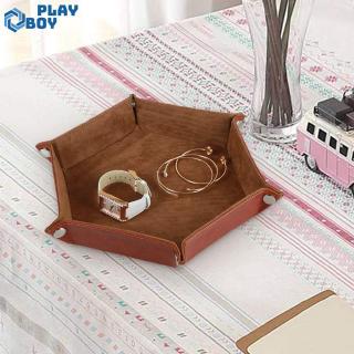 Solid Color Hexagonal Dice Tray Folding PU Storage Box for Table Games