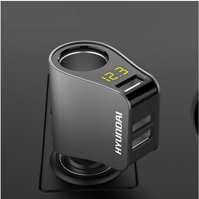 Tẩu Sạc Nhanh QC Ô tô, Xe Hơi Hyundai 1 Tẩu Tròn  - Có Đèn Led Báo Điện Áp