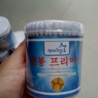 Tăm Bông ráy tai gỗ AquaStar (hũ/200 cây)