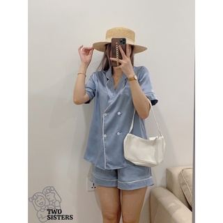 Bộ đồ ngủ pyjama chất lụa cao cấp thiết kế 4 cúc Two Sisters