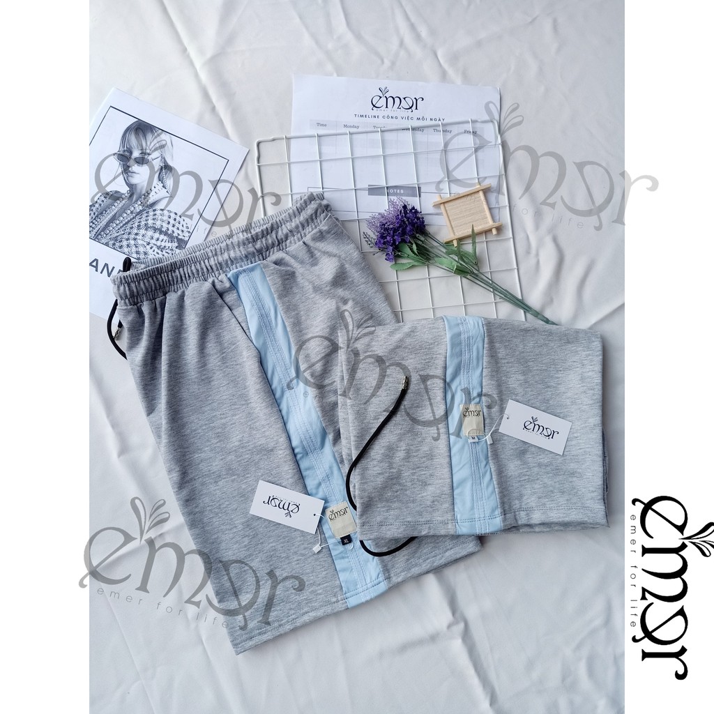 Quần Short Nam Nữ Thể Thao Ống Rộng Cạp Cao Unisex E'mer, Quần Đùi Nam Nữ Mặc Nhà Đi Biển Cao Cấp Chất Thun Nỉ Da Cá Đẹp