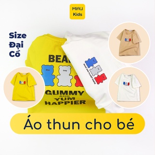Áo thun bé trai size đại in hình 3 chú gấu thời trang dễ thương, thun cotton co giãn thoáng mát cho bé đến 55kg