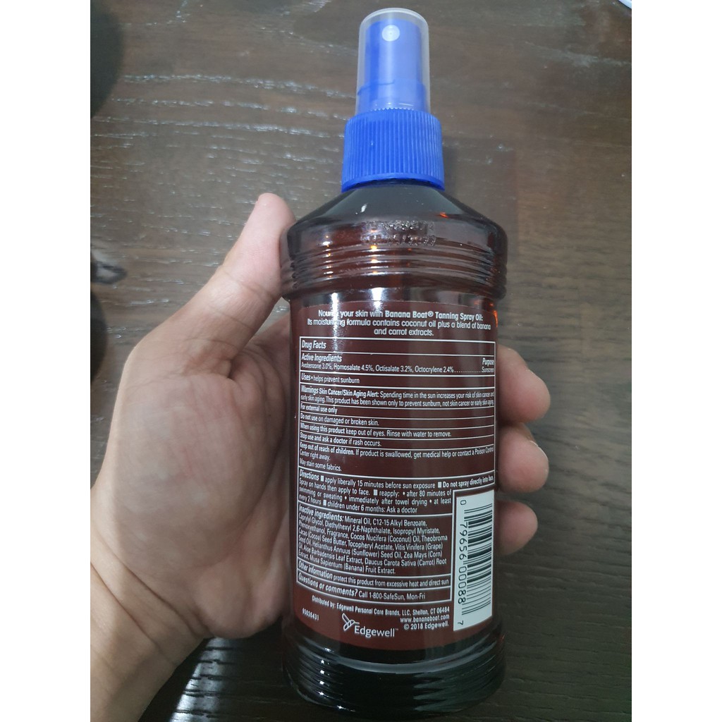 Dầu giúp bắt nắng &amp; bảo vệ da Banana Boat Sunscreen Deep Tanning Oil Sunscreen Spray SPF 8 236ml (Mỹ)