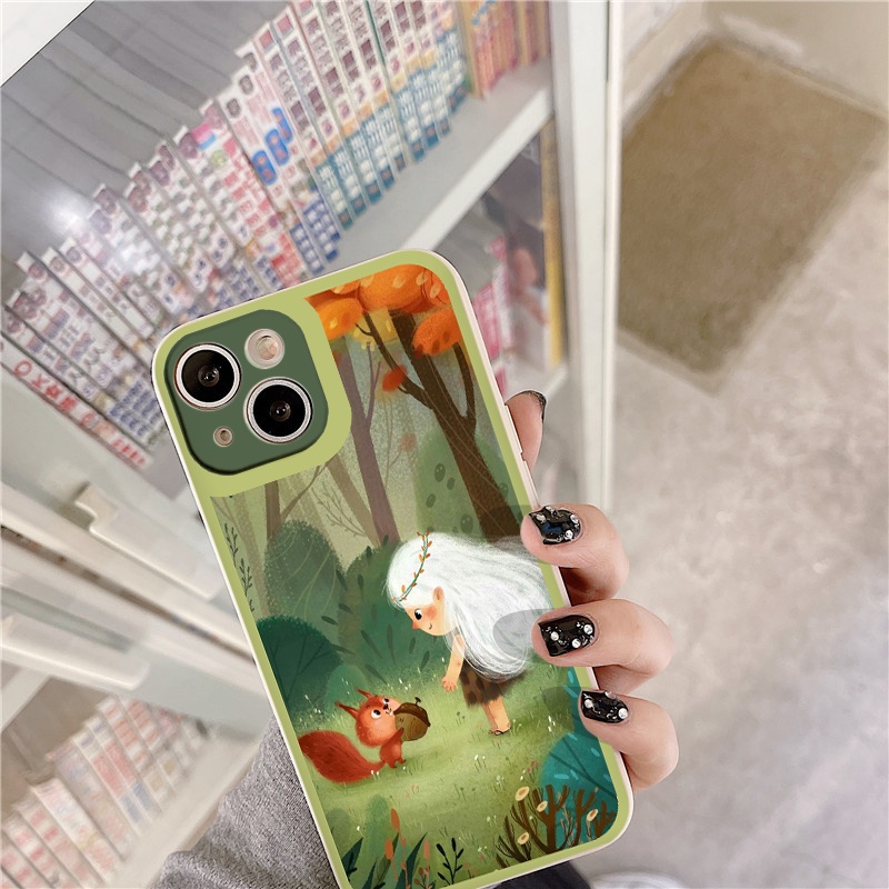 Ốp iphone cạnh vuông Cô bé tóc trắng giữa rừng xanh cho ip 6/8/7/plus/x/xr/xsmax/12 pro max/11pro max/13 pro max-nt040