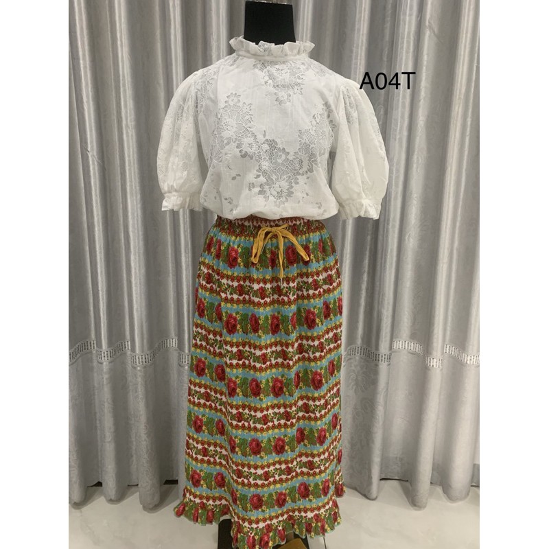 ÁO KIỂU TIỂU THƯ PHỐI REN CÓ CỔ- A06K