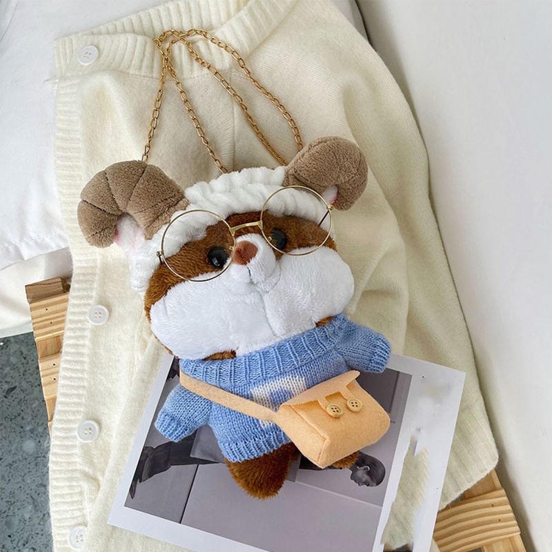 Túi Đeo Chéo Hình Thú Hoạt Hình Nhồi Bông Đáng Yêu Dành Cho Bé