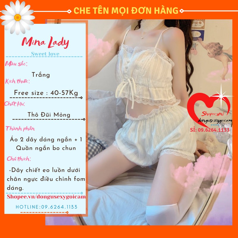 [Mã FATHANG5 giảm 10K đơn 50K] Set đồ ngủ gợi cảm sexy nữ Quảng châu - chất thô điệu đà sang chảnh ( BỘ THÔ TRẮNG)