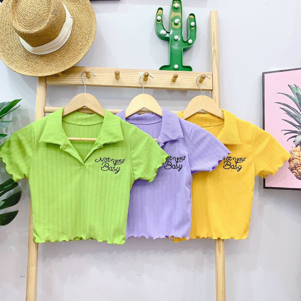 Áo croptop polo chất thun gân thêu chữ baby, phù hợp đi chơi đi hẹn hò nhiều phong cách. đủ màu, ảnh thật tự chụp