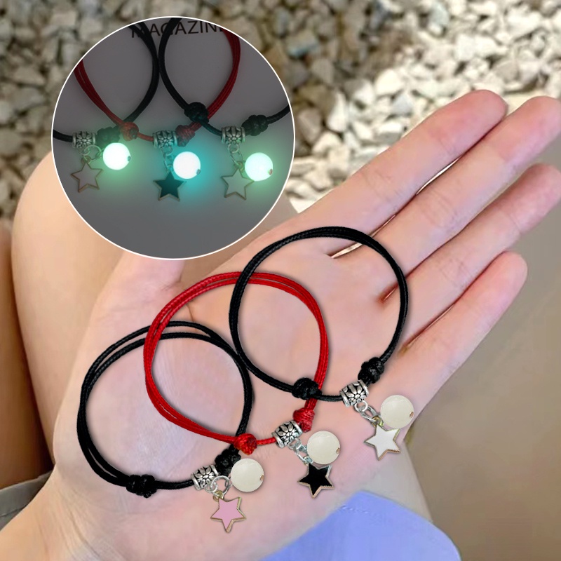 Set 3 Vòng Tay Dạ Quang Mặt Trăng Ngôi Sao Thời Trang Cho Cặp Đôi timetunnel