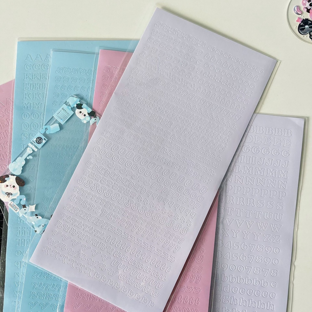 Sticker Chữ Dán Trang Trí Phong Cảnh Màu Hồng / Xanh Dương / Trắng