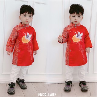 Áo dài bé trai hình chim hạc diện Tết 2020 cực xinh