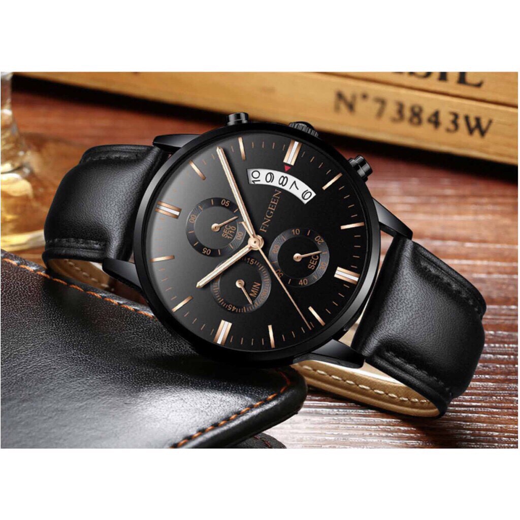 Đồng hồ nam FNGEEN F12 mặt tròn có lịch ngày, dây thép không gỉ | BigBuy360 - bigbuy360.vn