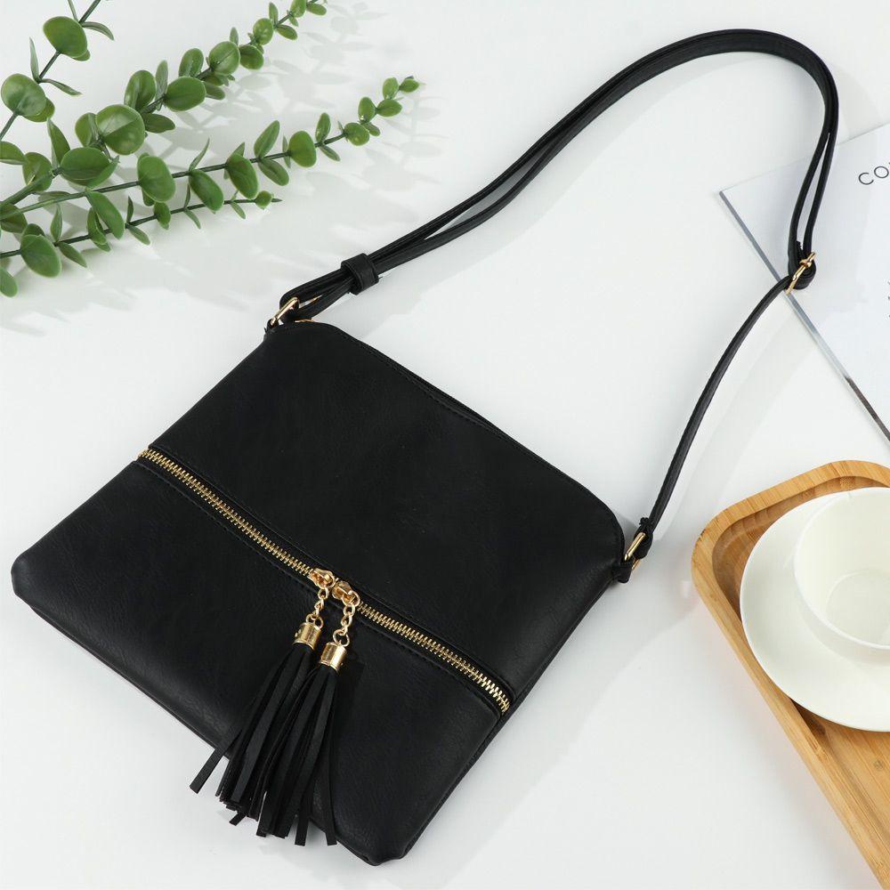 UUMIR Túi Xách Dây Kéo Trước Phối Tua Rua