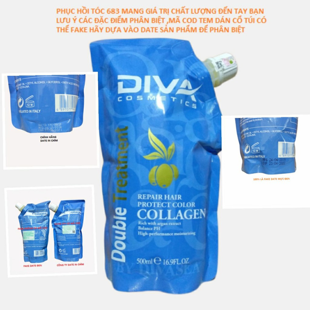 Kem ủ Tóc Diva Collagen Mềm Mượt 500ml Tặng Mũ