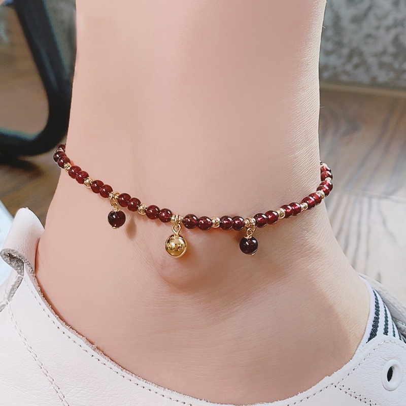 Lắc Chân Hạt Garnet Hàn Quốc Thời Trang