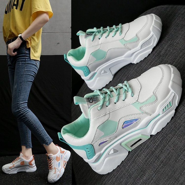 New Sneakers Women Kasut Perempuan Breathable Mesh Casual Shoes Fashion Sneaker Lace Up Leisure Female Platform Daddy shoes
