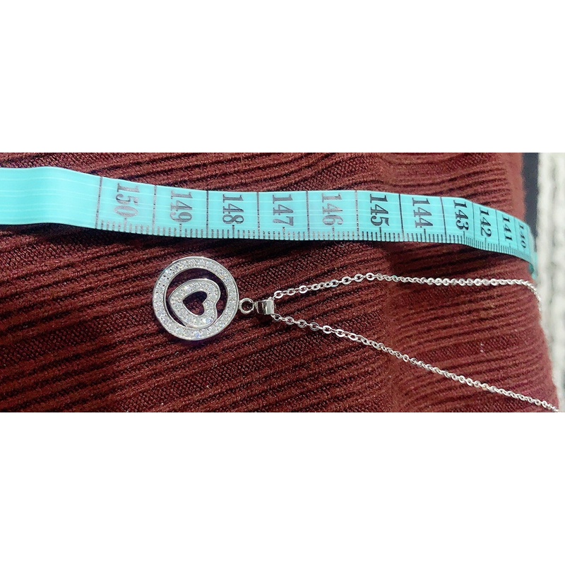 Mặt dây chuyền giọt nước tròn nạm đá cz ôm tim bạc thật NGỌC MẬU