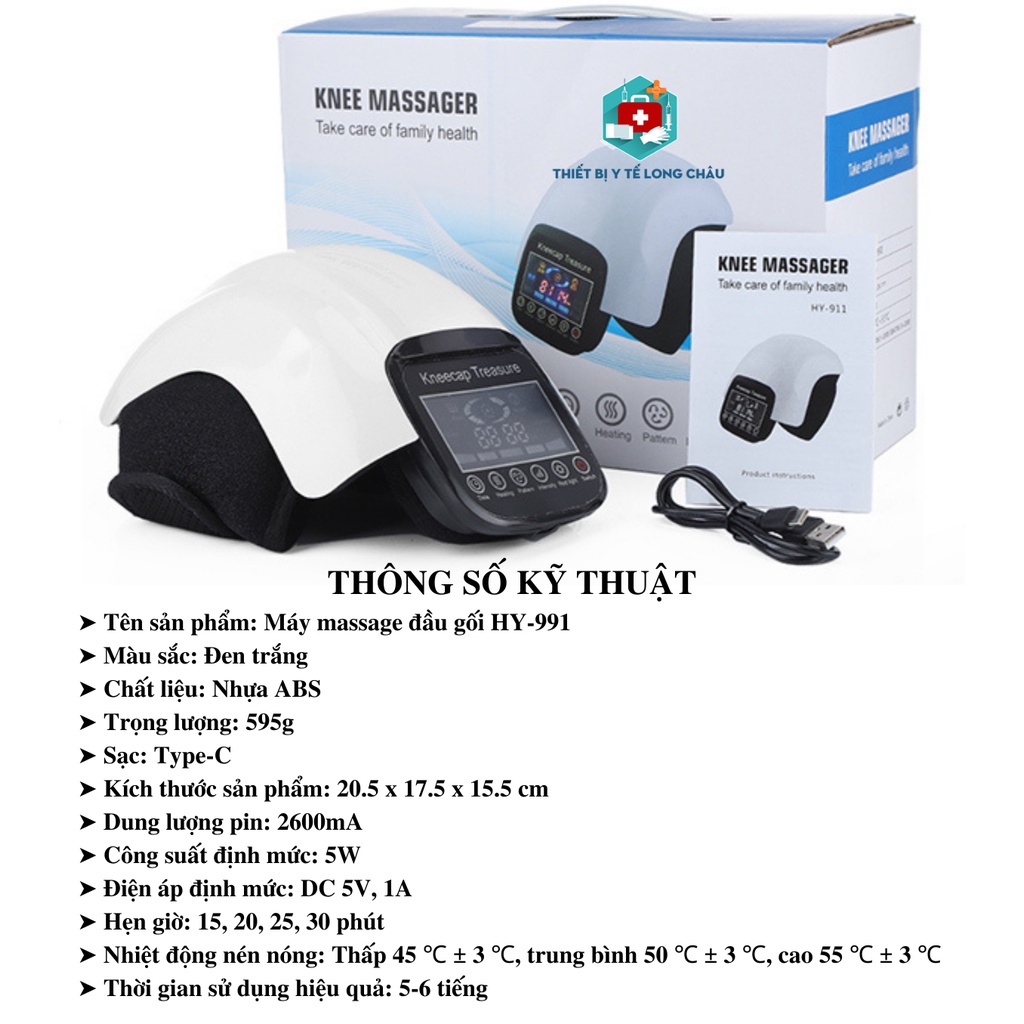 Máy Massage Đầu Gối - Máy Mát Xa Đầu Gối, Hỗ Trợ Giảm Đau Nhức Khớp Gối, Rung Tần Số Cao, Xông Hơi, Chườm Nóng Giảm Đau