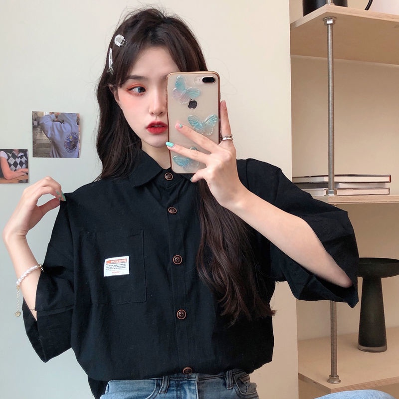 Áo Sơ Mi Trắng Tay Ngắn Dáng Rộng Phong Cách Hàn Quốc Thời Trang Mùa Hè Mới Cho Nữ