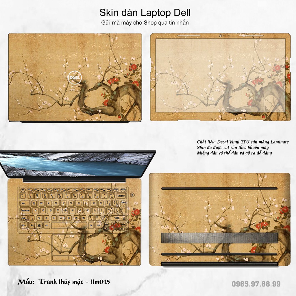 Skin dán Laptop Dell in hình Tranh thủy mặc (inbox mã máy cho Shop)